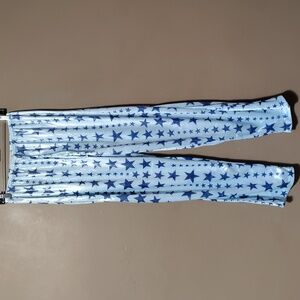 Sleep Walkers Light Blue W Dark Blue Star Patterned Shiney Pajama Pants Size S